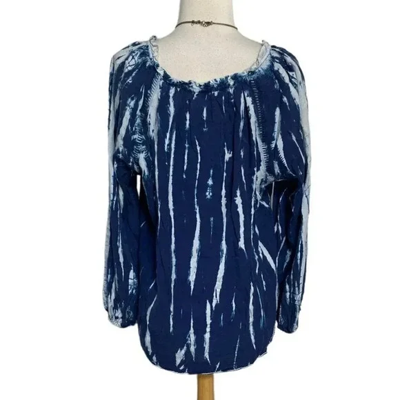 Knox Rose XL blue & white tie dyed boho long sleeve top‎ - Picture 5 of 8